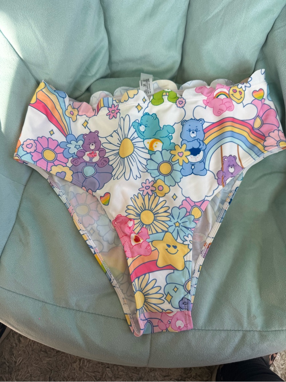 SHEIN Care Bears Authenic BIKINI BOTTOM swim high waisted CUTE, Kawaii, Sz L
